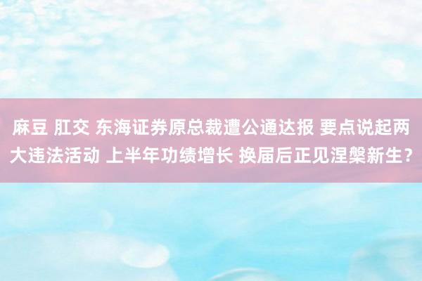 麻豆 肛交 东海证券原总裁遭公通达报 要点说起两大违法活动 上半年功绩增长 换届后正见涅槃新生？