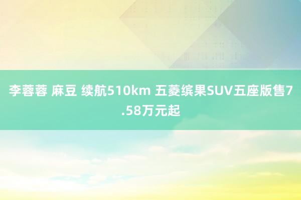 李蓉蓉 麻豆 续航510km 五菱缤果SUV五座版售7.58万元起