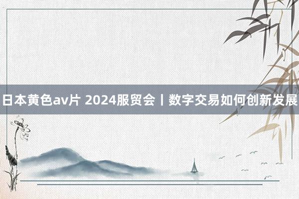 日本黄色av片 2024服贸会丨数字交易如何创新发展