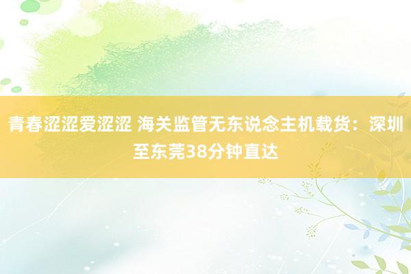 青春涩涩爱涩涩 海关监管无东说念主机载货：深圳至东莞38分钟直达