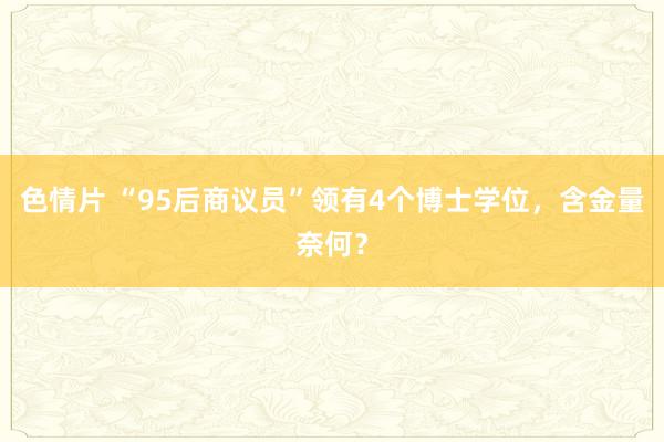 色情片 “95后商议员”领有4个博士学位，含金量奈何？