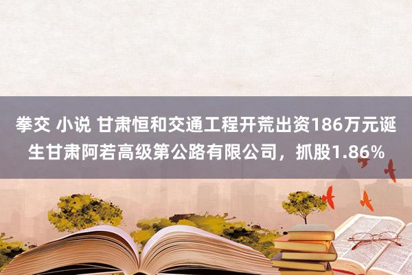 拳交 小说 甘肃恒和交通工程开荒出资186万元诞生甘肃阿若高级第公路有限公司，抓股1.86%