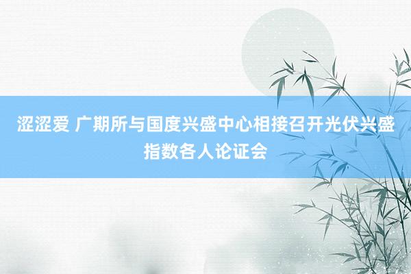 涩涩爱 广期所与国度兴盛中心相接召开光伏兴盛指数各人论证会