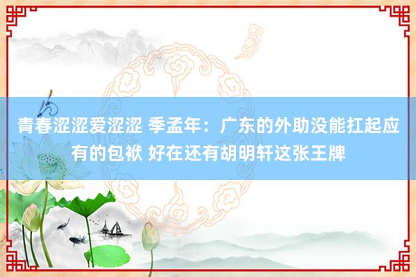 青春涩涩爱涩涩 季孟年：广东的外助没能扛起应有的包袱 好在还有胡明轩这张王牌