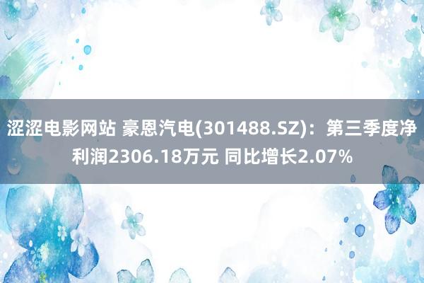 涩涩电影网站 豪恩汽电(301488.SZ)：第三季度净利润2306.18万元 同比增长2.07%