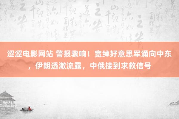 涩涩电影网站 警报骤响！宽绰好意思军涌向中东，伊朗透澈流露，中俄接到求救信号