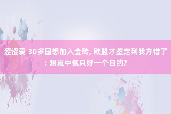 涩涩爱 30多国想加入金砖， 欧盟才鉴定到我方错了: 想赢中俄只好一个目的?