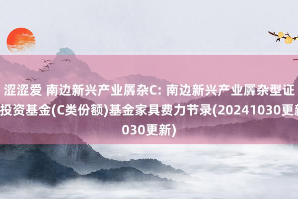 涩涩爱 南边新兴产业羼杂C: 南边新兴产业羼杂型证券投资基金(C类份额)基金家具费力节录(20241030更新)