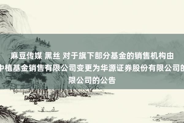 麻豆传媒 黑丝 对于旗下部分基金的销售机构由北京中植基金销售有限公司变更为华源证券股份有限公司的公告