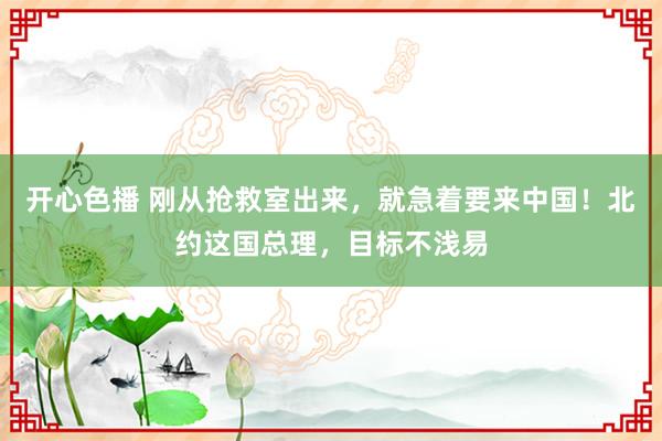 开心色播 刚从抢救室出来，就急着要来中国！北约这国总理，目标不浅易