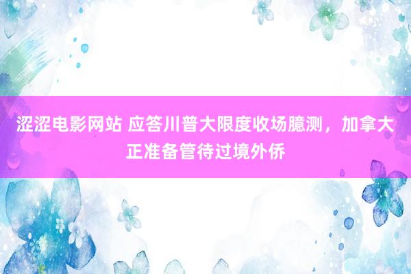 涩涩电影网站 应答川普大限度收场臆测，加拿大正准备管待过境外侨