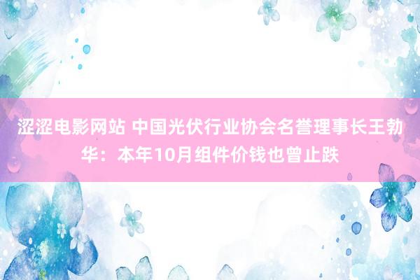 涩涩电影网站 中国光伏行业协会名誉理事长王勃华：本年10月组件价钱也曾止跌