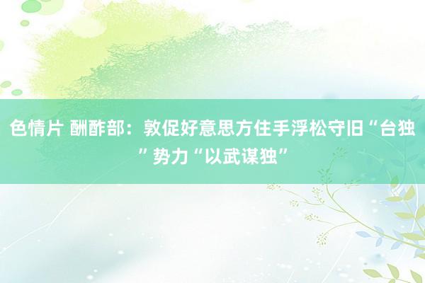 色情片 酬酢部：敦促好意思方住手浮松守旧“台独”势力“以武谋独”