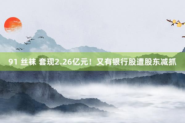 91 丝袜 套现2.26亿元！又有银行股遭股东减抓