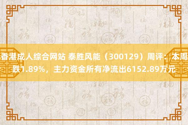 香港成人综合网站 泰胜风能（300129）周评：本周跌1.89%，主力资金所有净流出6152.89万元