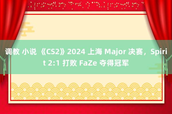 调教 小说 《CS2》2024 上海 Major 决赛，Spirit 2:1 打败 FaZe 夺得冠军