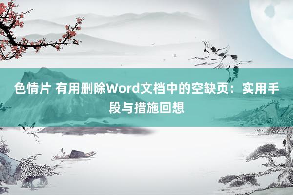 色情片 有用删除Word文档中的空缺页：实用手段与措施回想