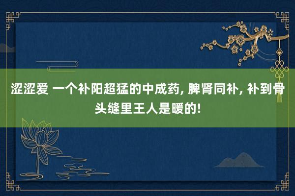 涩涩爱 一个补阳超猛的中成药， 脾肾同补， 补到骨头缝里王人是暖的!