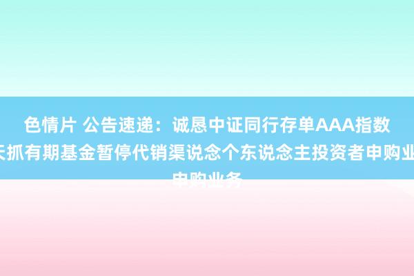 色情片 公告速递：诚恳中证同行存单AAA指数7天抓有期基金暂停代销渠说念个东说念主投资者申购业务