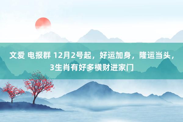 文爱 电报群 12月2号起，好运加身，隆运当头，3生肖有好多横财进家门