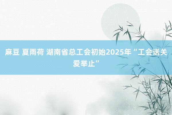 麻豆 夏雨荷 湖南省总工会初始2025年“工会送关爱举止”