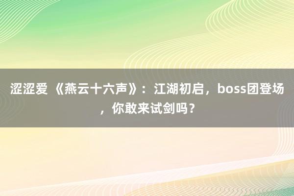 涩涩爱 《燕云十六声》：江湖初启，boss团登场，你敢来试剑吗？